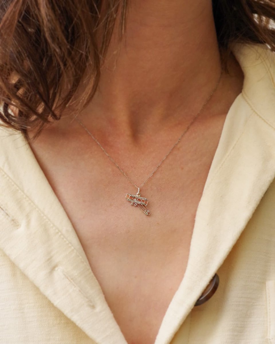 Edwardian Airplane Charm Pendant By Cartier, 1910, Patriotic Charm -photo-1
