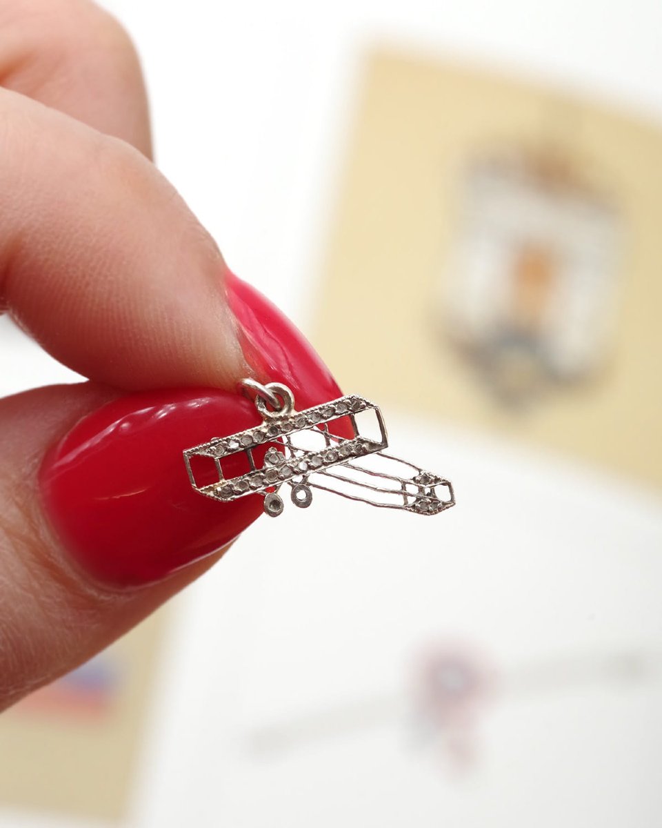 Edwardian Airplane Charm Pendant By Cartier, 1910, Patriotic Charm -photo-2
