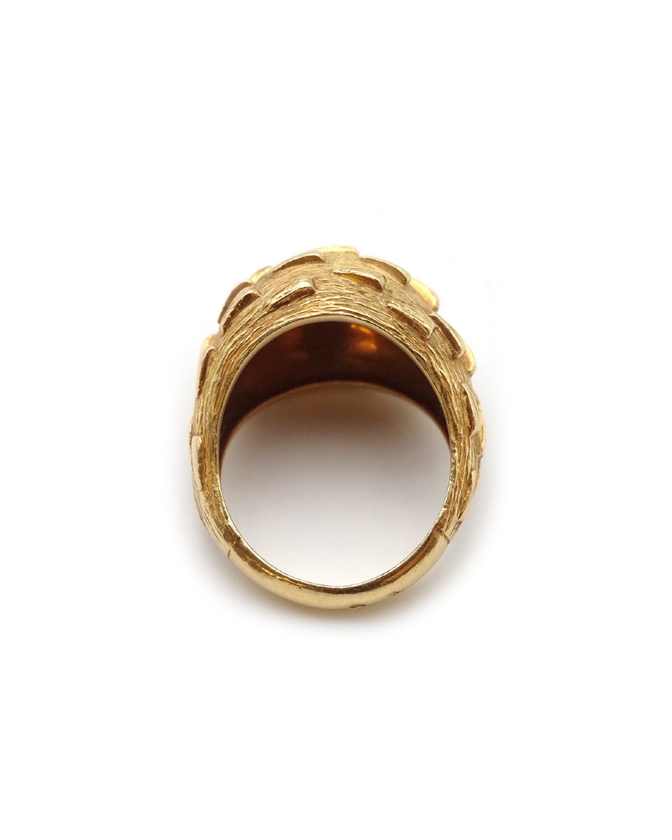 Bague jonc dôme texturée en or 18 karats, 1960, bague bombée, bijou vintage-photo-3