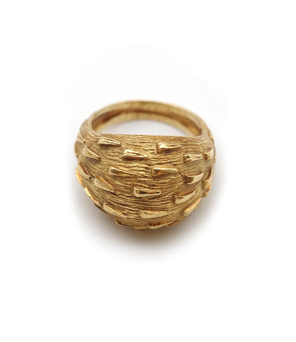 Bague jonc dôme texturée en or 18 karats, 1960, bague bombée, bijou vintage