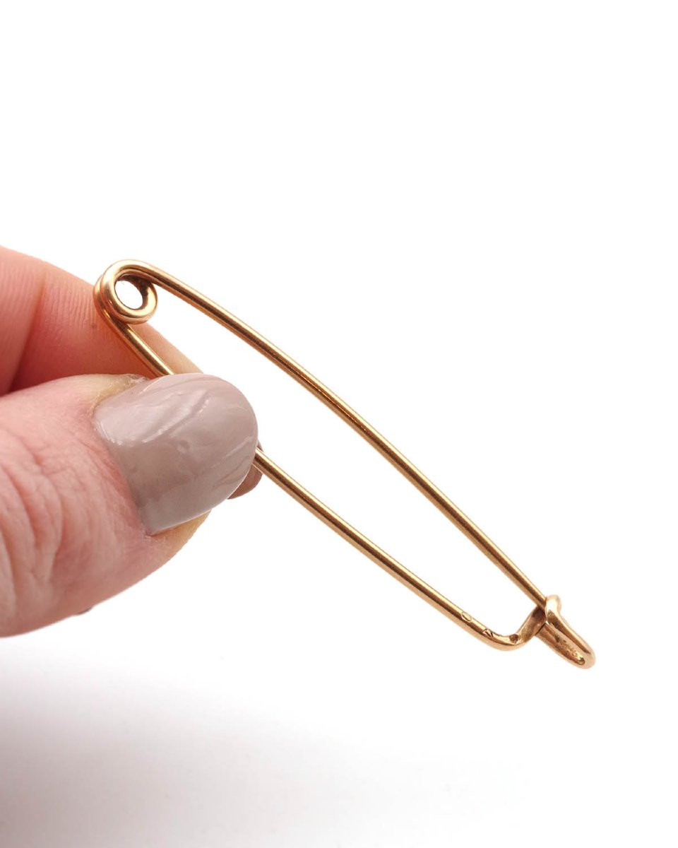 Antique French 18kg Gold Safety Pin, Pin Brooch-photo-2