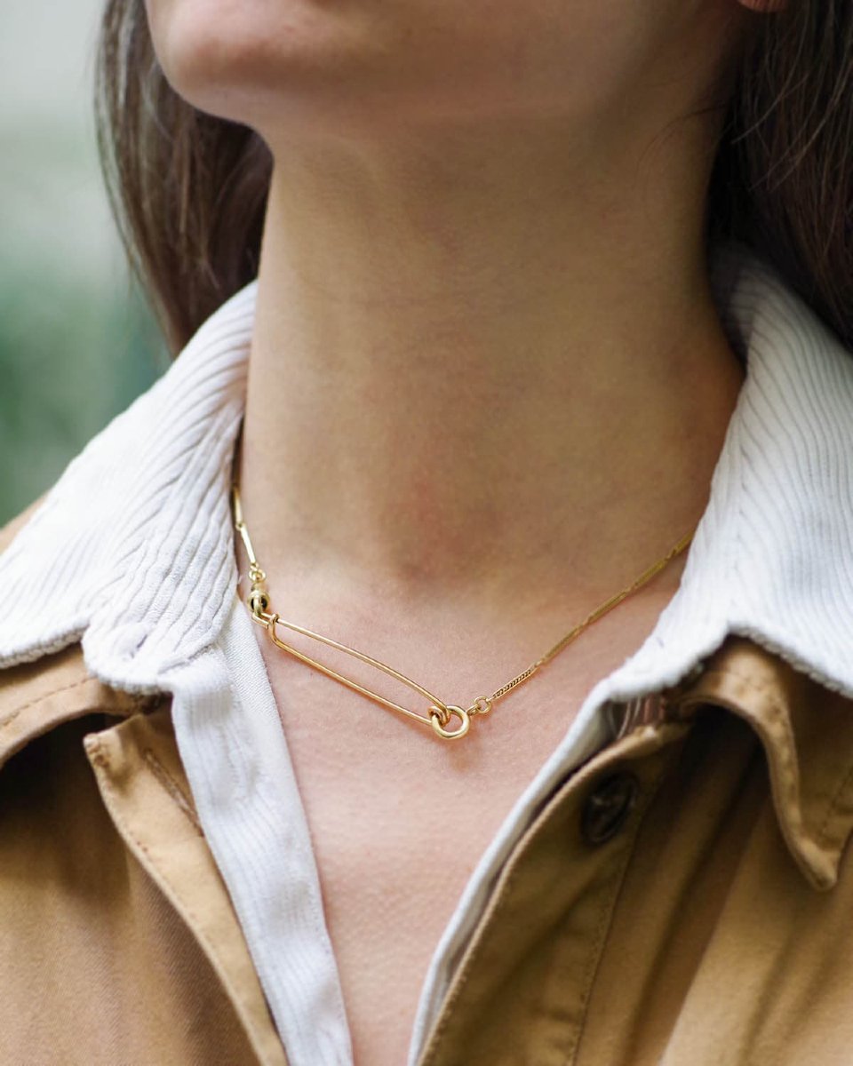 Antique French 18kg Gold Safety Pin, Pin Brooch-photo-3