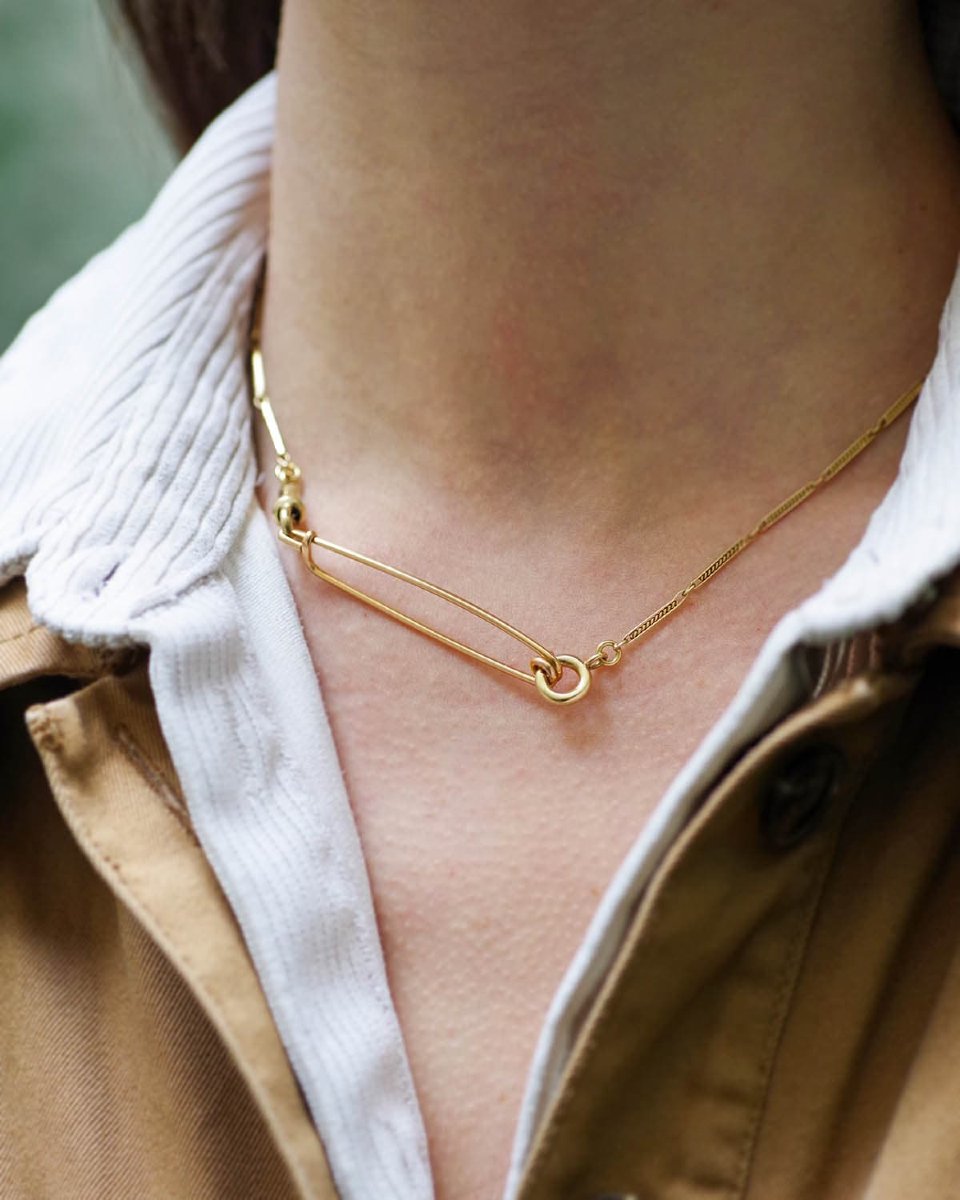 Antique French 18kg Gold Safety Pin, Pin Brooch-photo-4