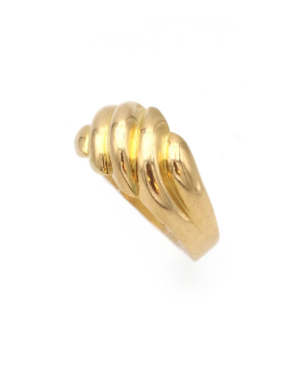 Bague jonc godron en or creux 18k, bague vintage, bijou vintage Paris-photo-4