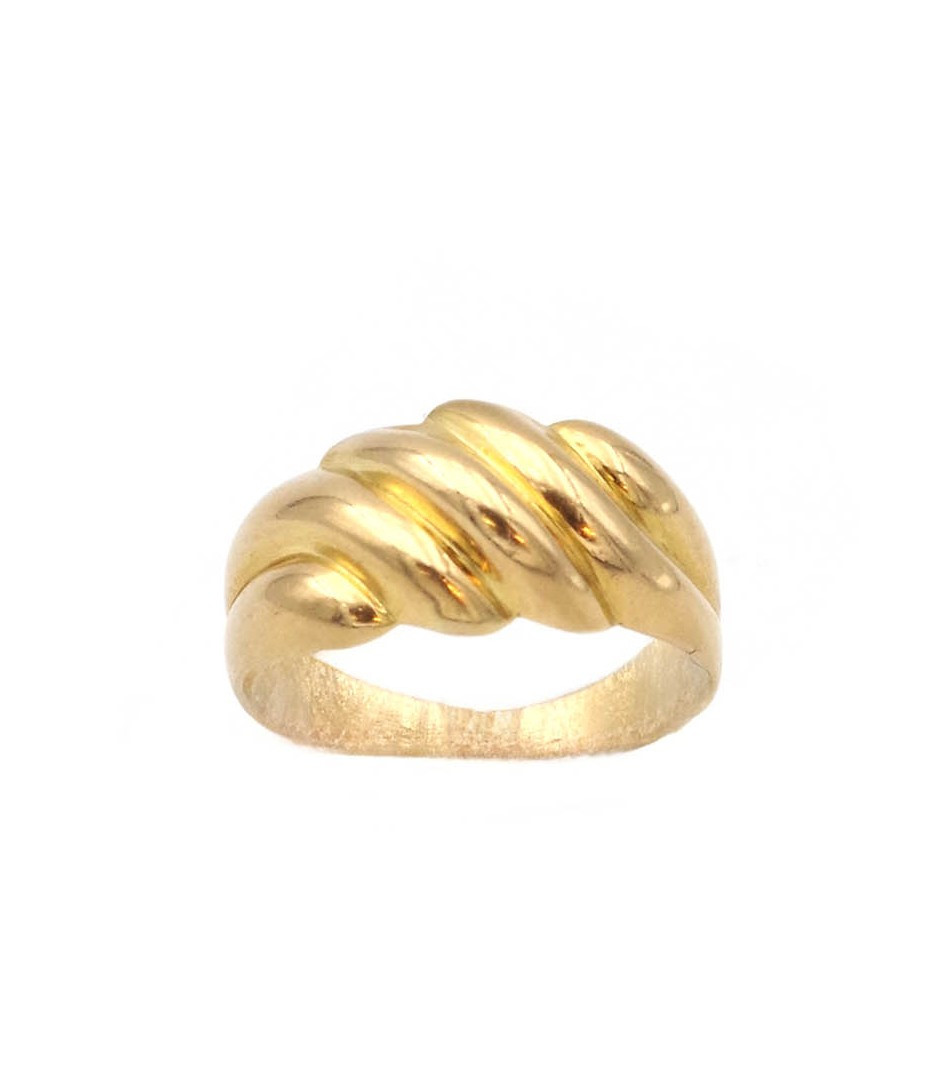 Bague jonc godron en or creux 18k, bague vintage, bijou vintage Paris