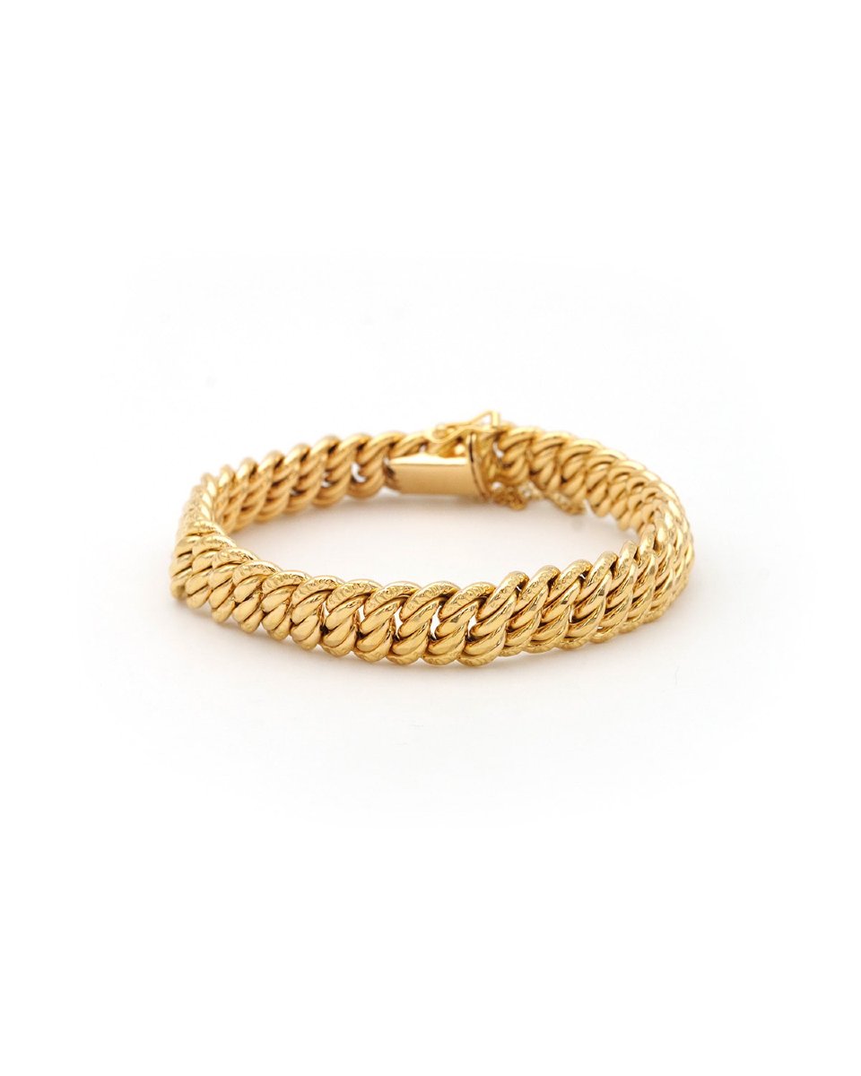 Antique Curb Bracelet Hollow 18k Gold, Curb Links Bracelet, Antique Jewelry -photo-2