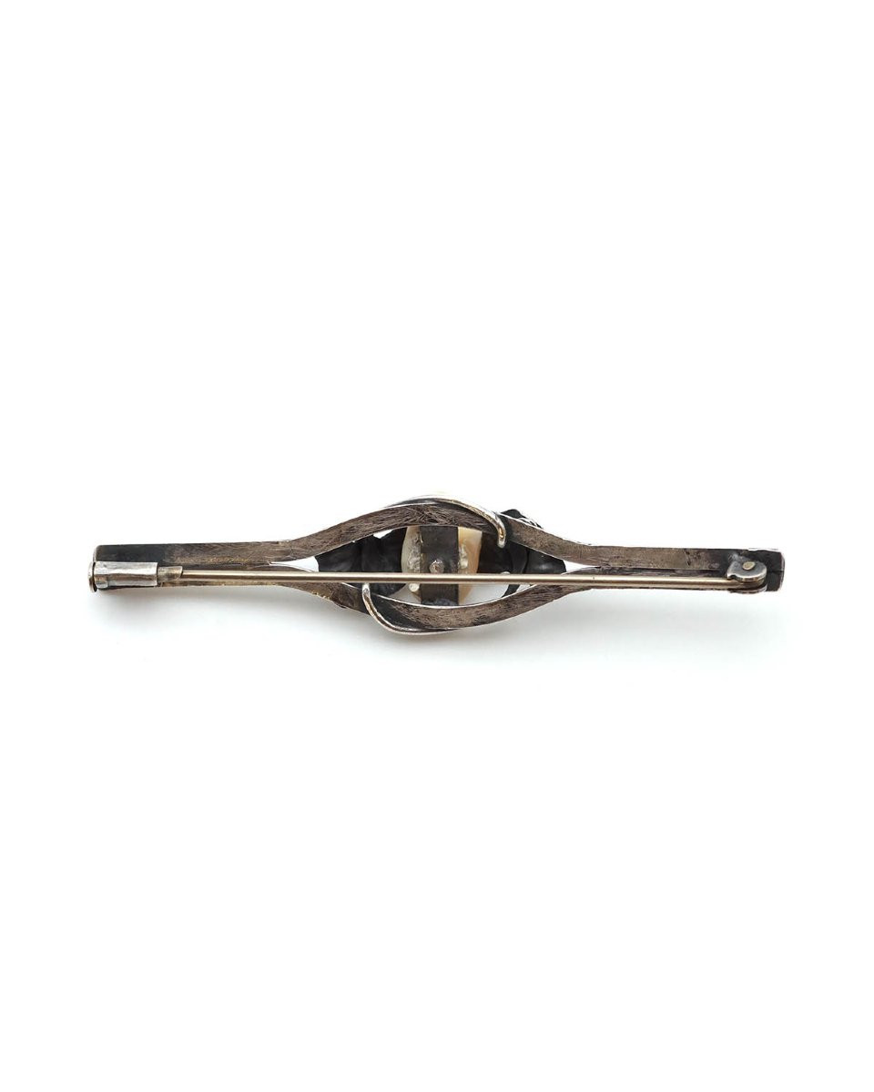 Broche ginko Paul Dumont en argent, broche ancienne perle en argent -photo-3
