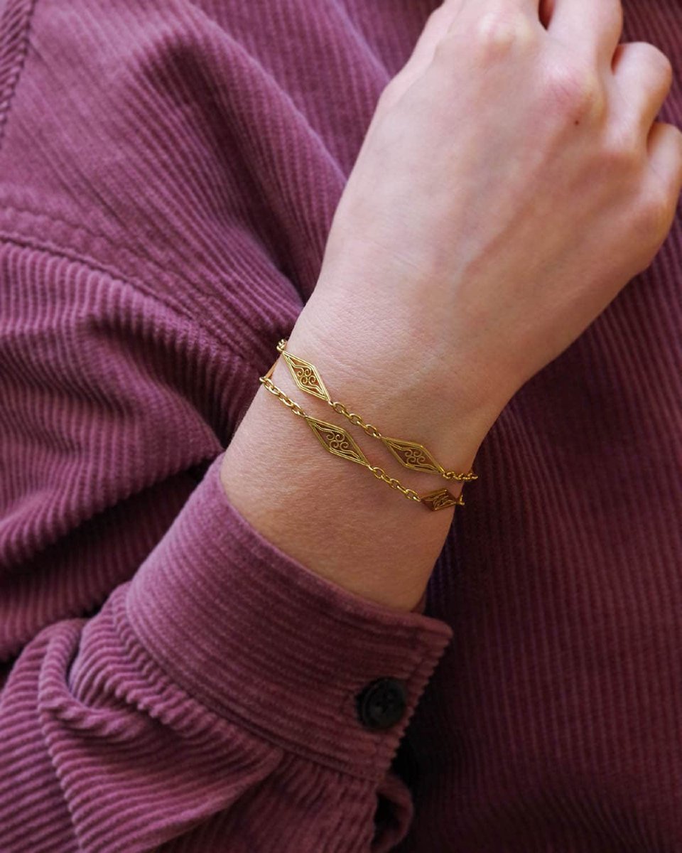 Antique French Victorian Filigree 17.5' Gold Chain In 18k, Watch Chain-photo-2