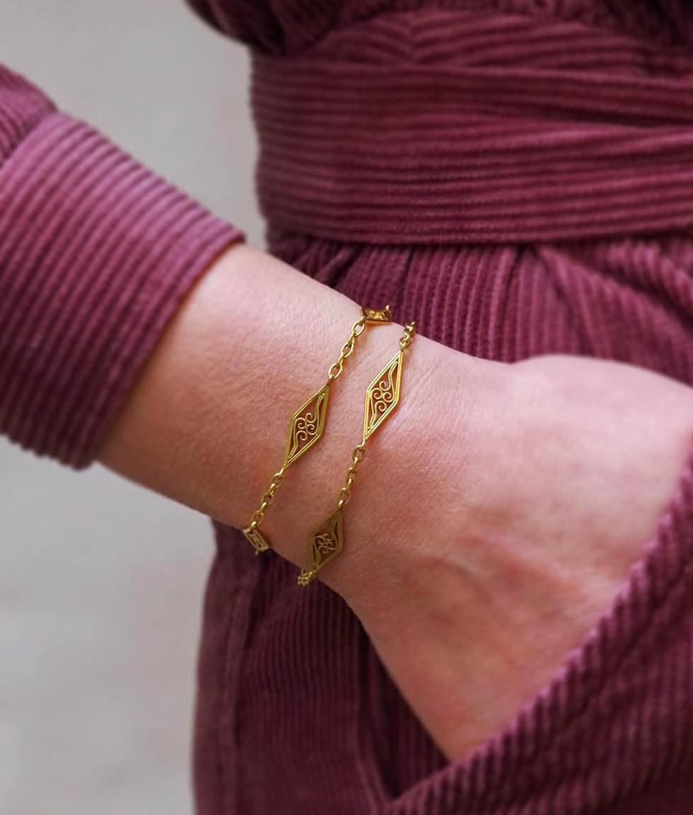 Antique French Victorian Filigree 17.5' Gold Chain In 18k, Watch Chain