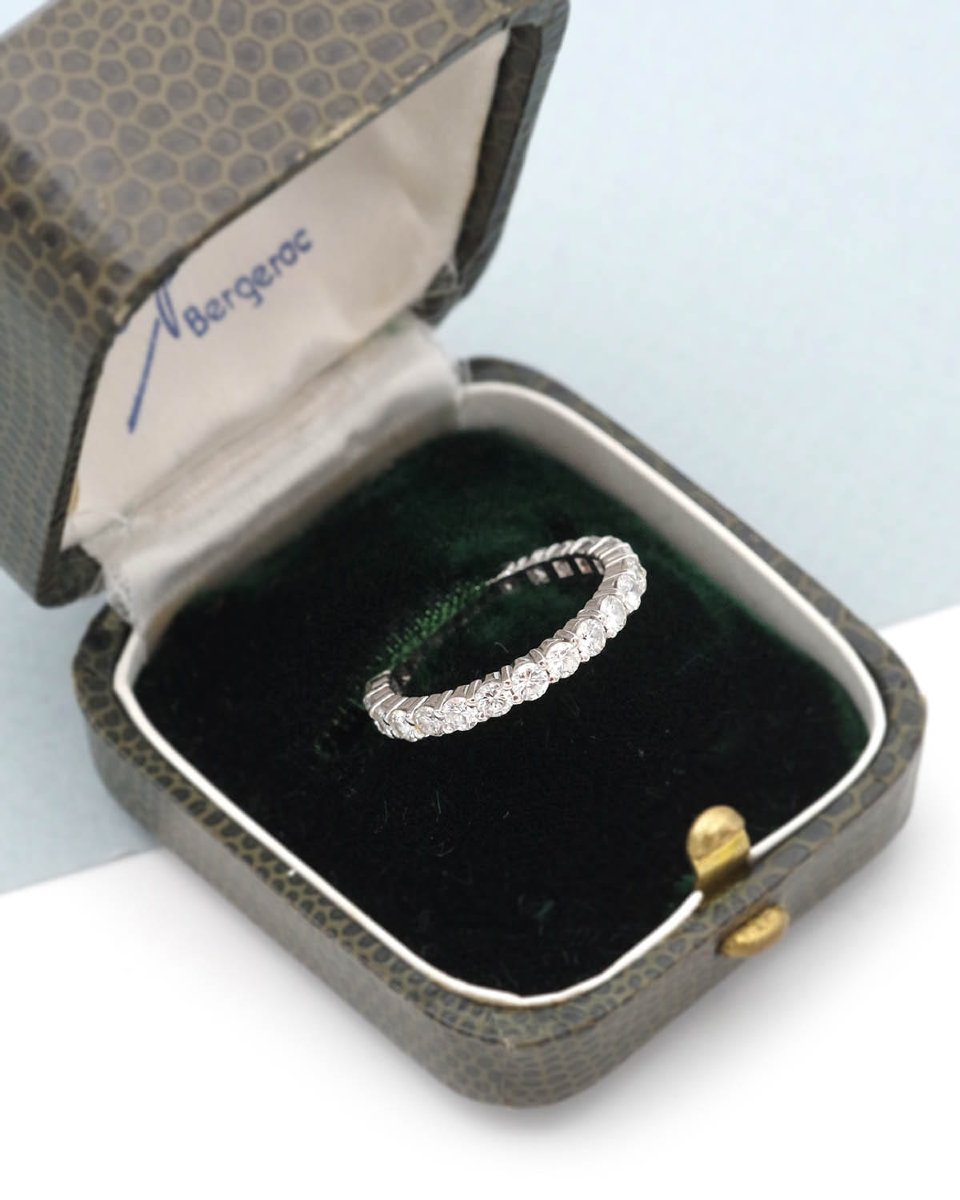 Alliance américaine diamants 1.44 cts en or blanc 18k, bijou vintage -photo-2