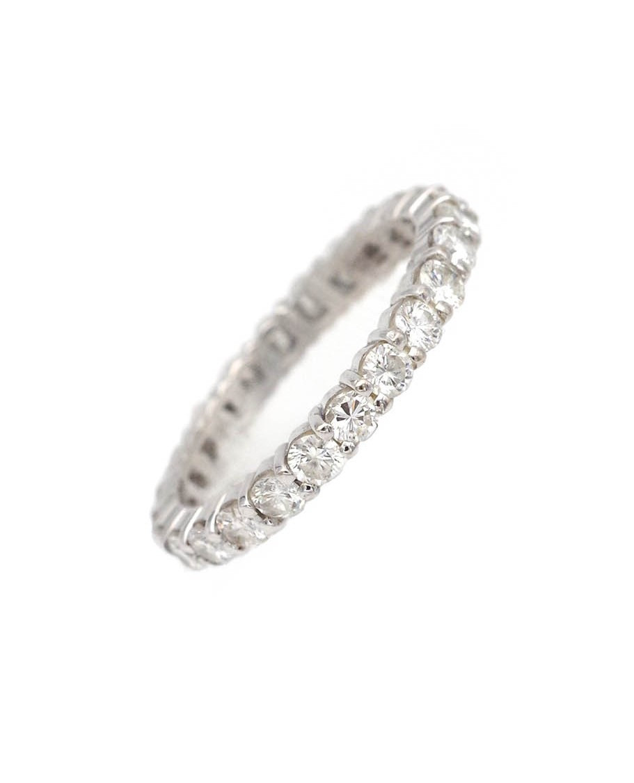 Alliance américaine diamants 1.44 cts en or blanc 18k, bijou vintage 