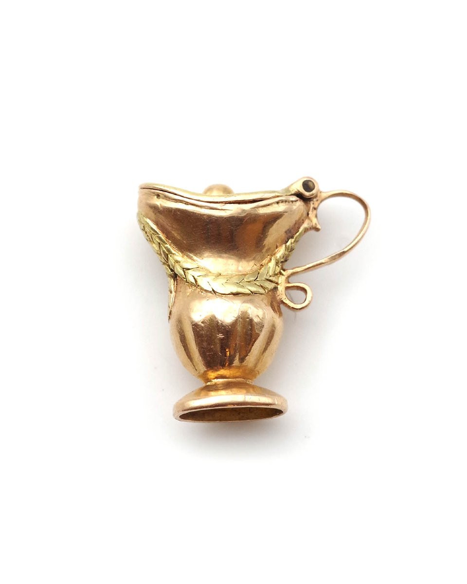 Pendentif charm aiguière en or 18k, pendentif ouvrant-photo-2