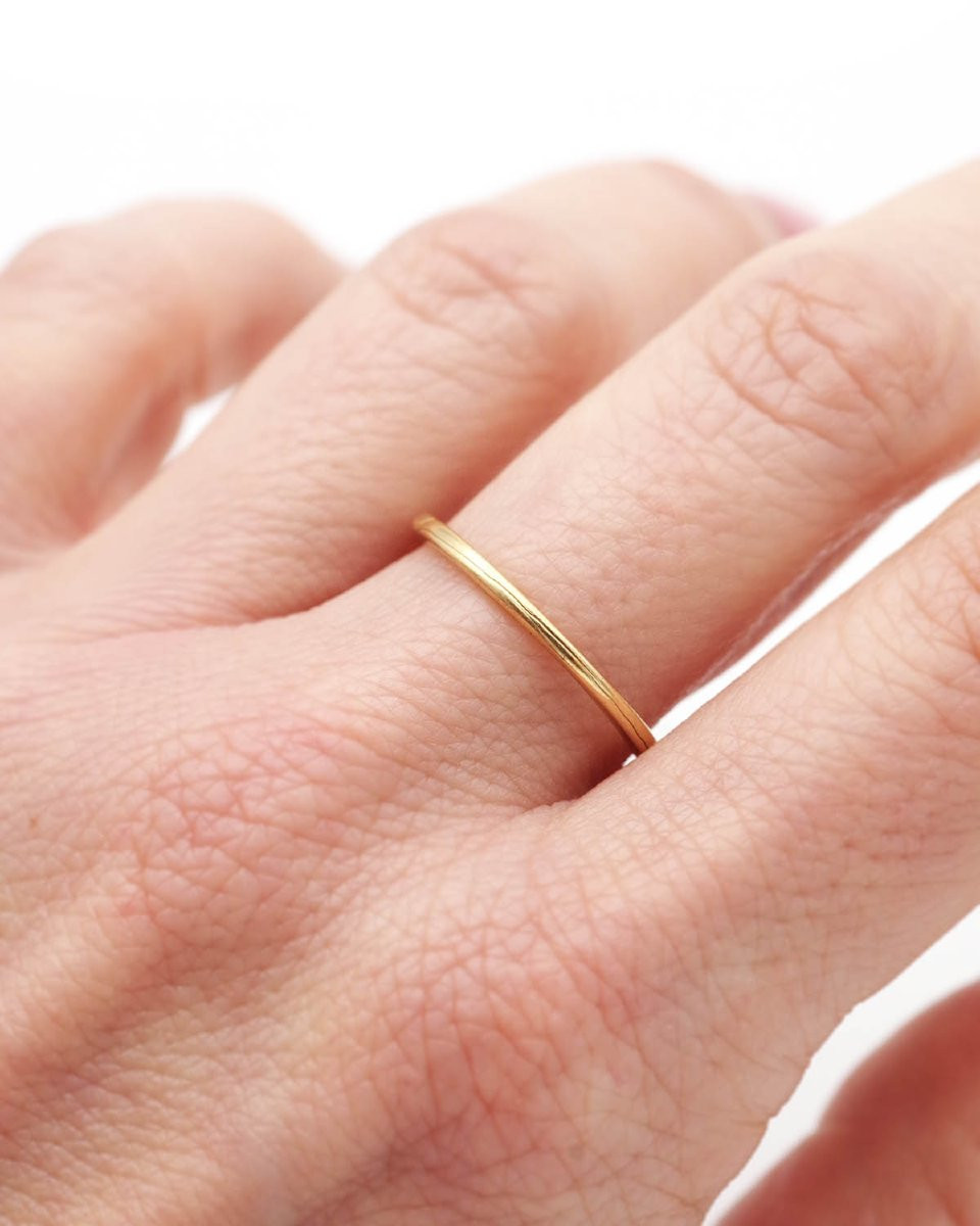 Alliance double jumelée ancienne en or 18k, alliance à secret en or-photo-2