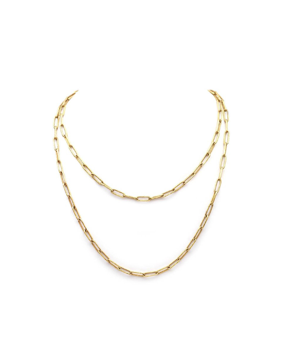 Long Paperclip Chain 18 Karat Gold, Vintage Long Chain Necklace, Paperclip-photo-2
