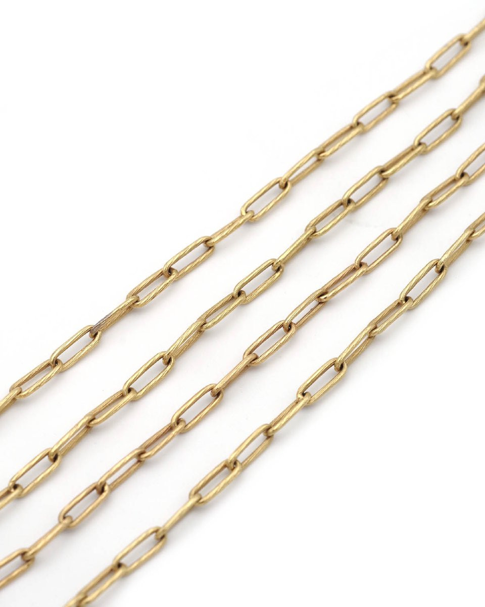 Long Paperclip Chain 18 Karat Gold, Vintage Long Chain Necklace, Paperclip-photo-3