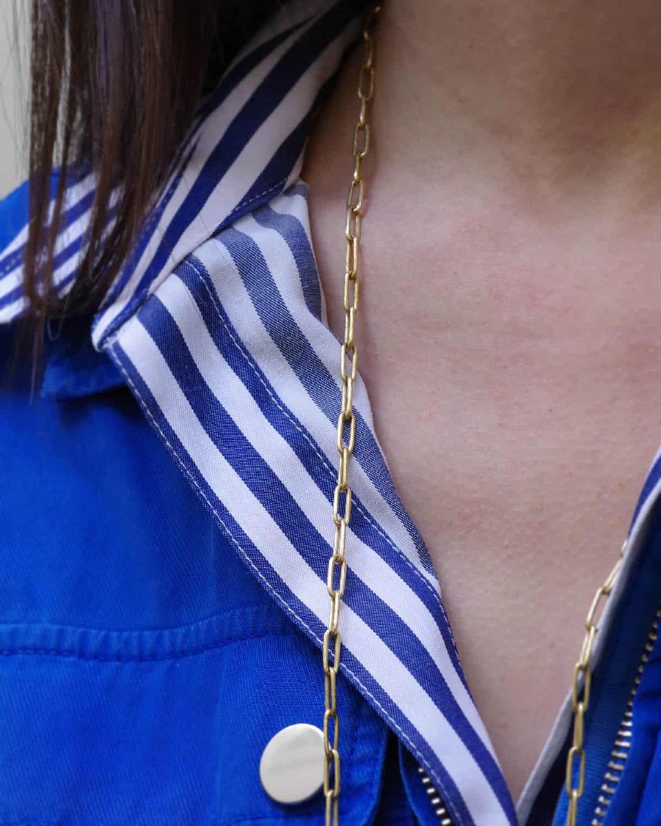 Long Paperclip Chain 18 Karat Gold, Vintage Long Chain Necklace, Paperclip-photo-1