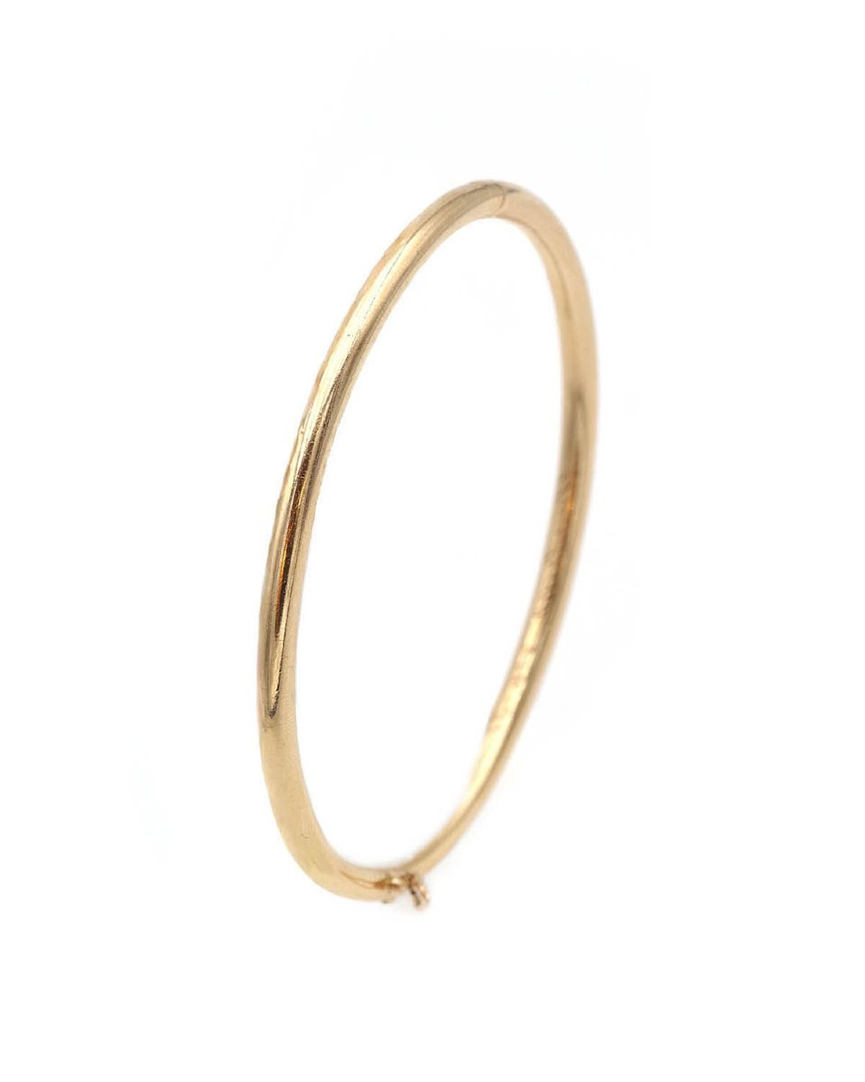 Solid Gold French Bangle In Solid 18k Gold, Oval Bracelet-photo-2