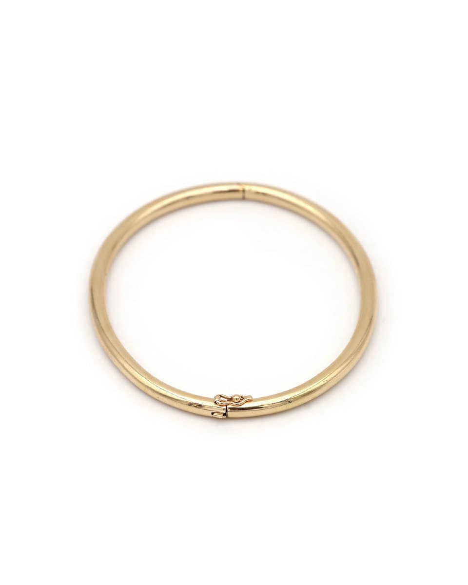 Solid Gold French Bangle In Solid 18k Gold, Oval Bracelet-photo-3