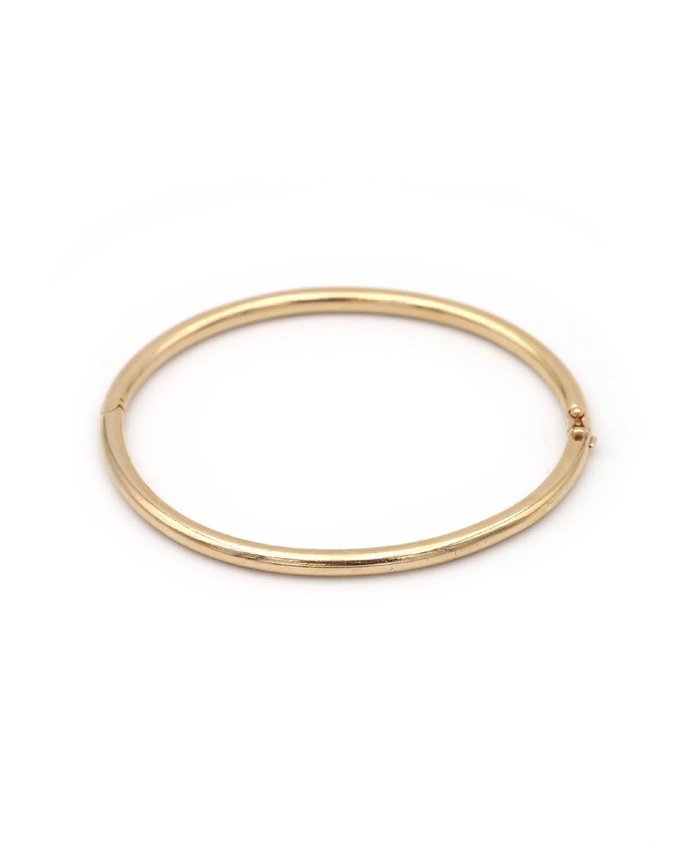 Solid Gold French Bangle In Solid 18k Gold, Oval Bracelet-photo-4