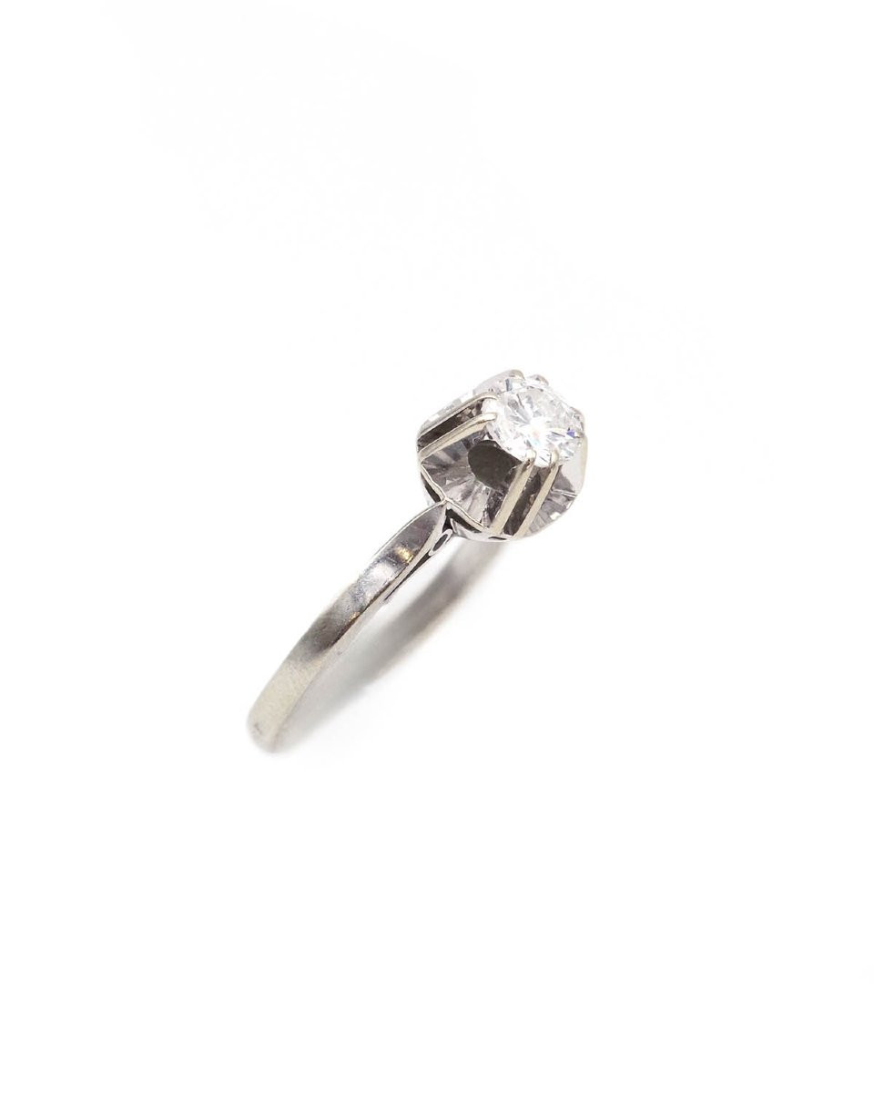 Bague solitaire diamant 0.50 ct en or blanc 18k, fiançailles -photo-2