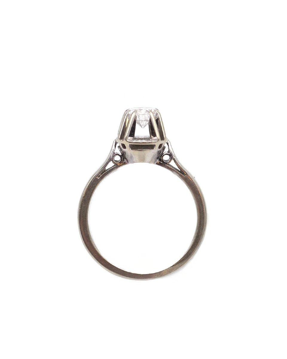 Bague solitaire diamant 0.50 ct en or blanc 18k, fiançailles -photo-4