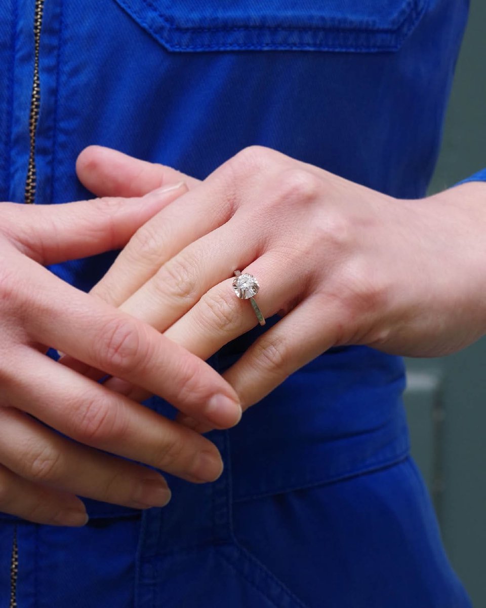 Bague solitaire diamant 0.50 ct en or blanc 18k, fiançailles -photo-3