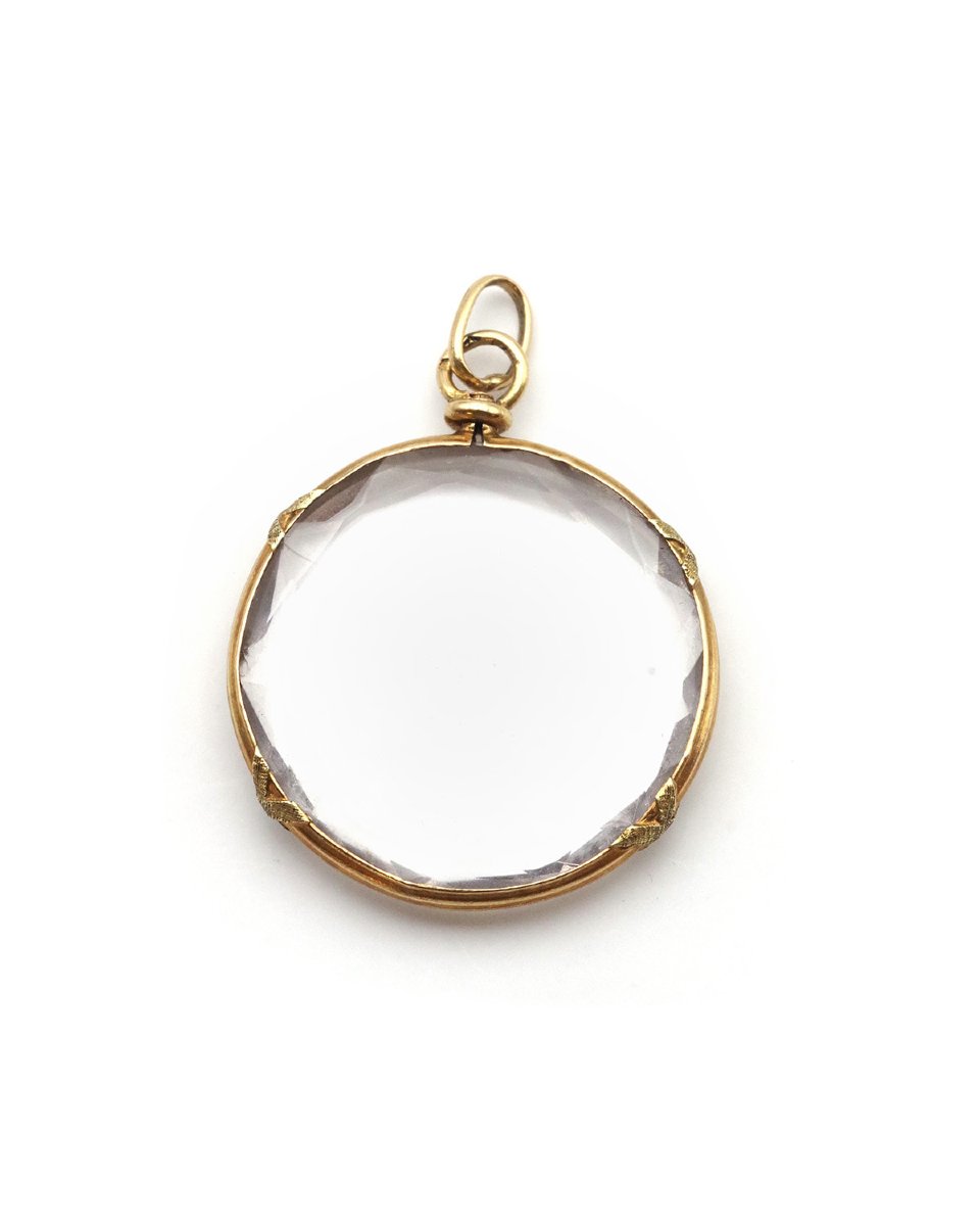 Médaillon porte-photo en or 18k, bijou ancien, pendentif -photo-1