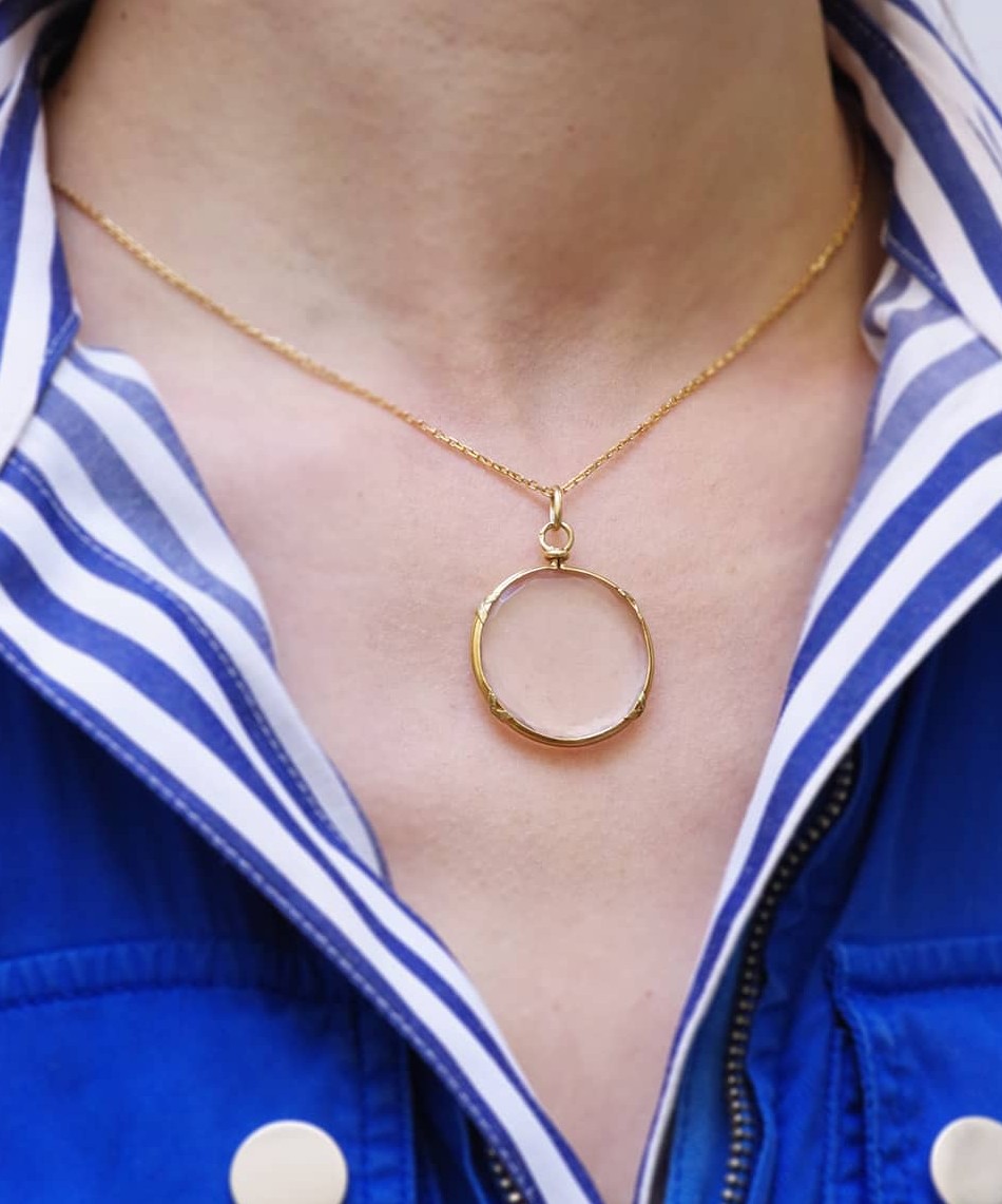 Médaillon porte-photo en or 18k, bijou ancien, pendentif 