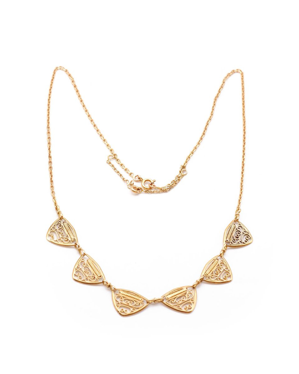 Collier filigrane en or 18k, collier ancien, bijou ancien -photo-2