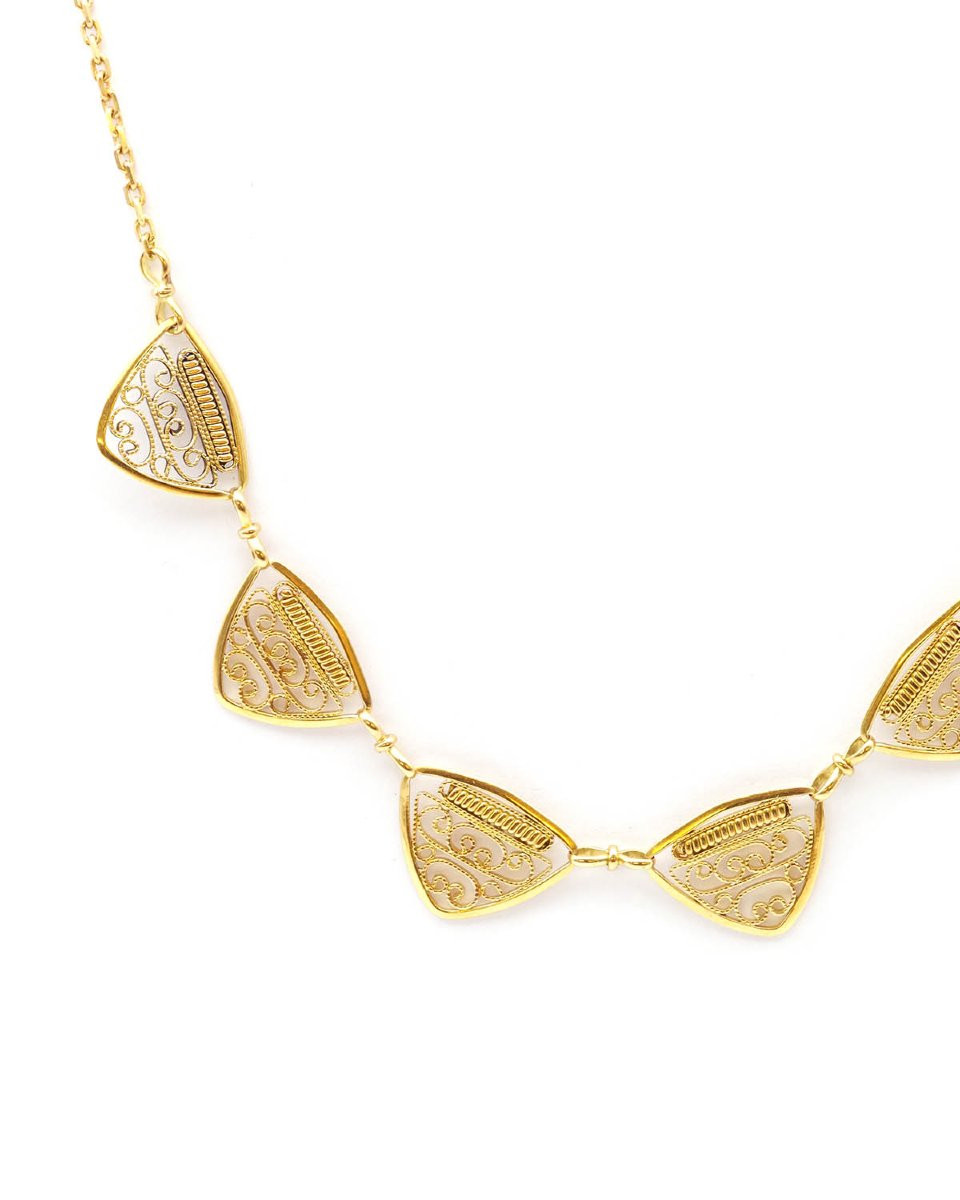 Collier filigrane en or 18k, collier ancien, bijou ancien -photo-3