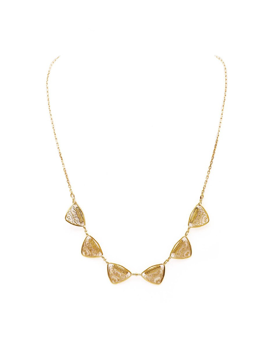 Collier filigrane en or 18k, collier ancien, bijou ancien -photo-4