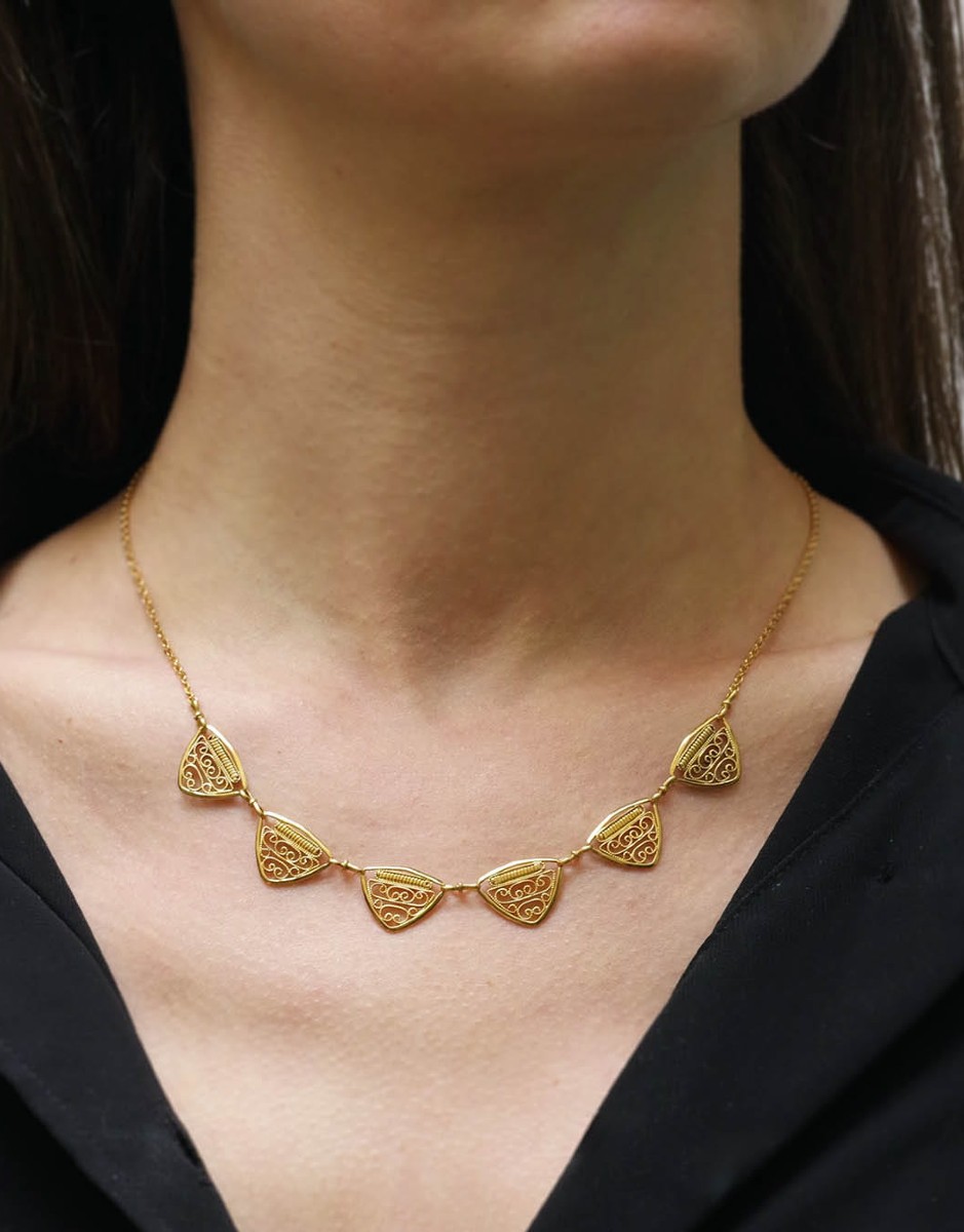 Collier filigrane en or 18k, collier ancien, bijou ancien 