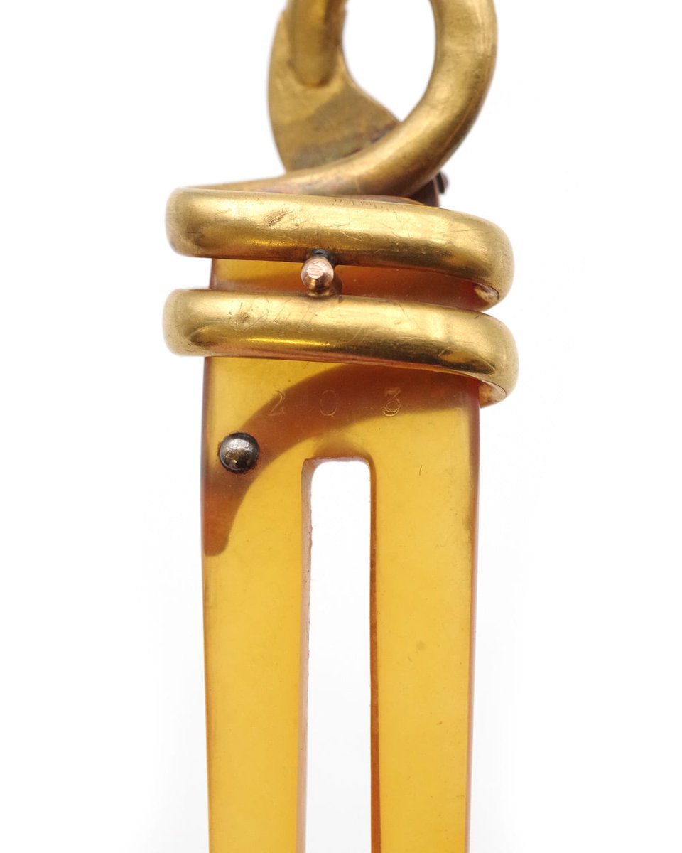 Epingle de chignon Chaumet serpent en or 18k, saphir, rubis, diamants-photo-2