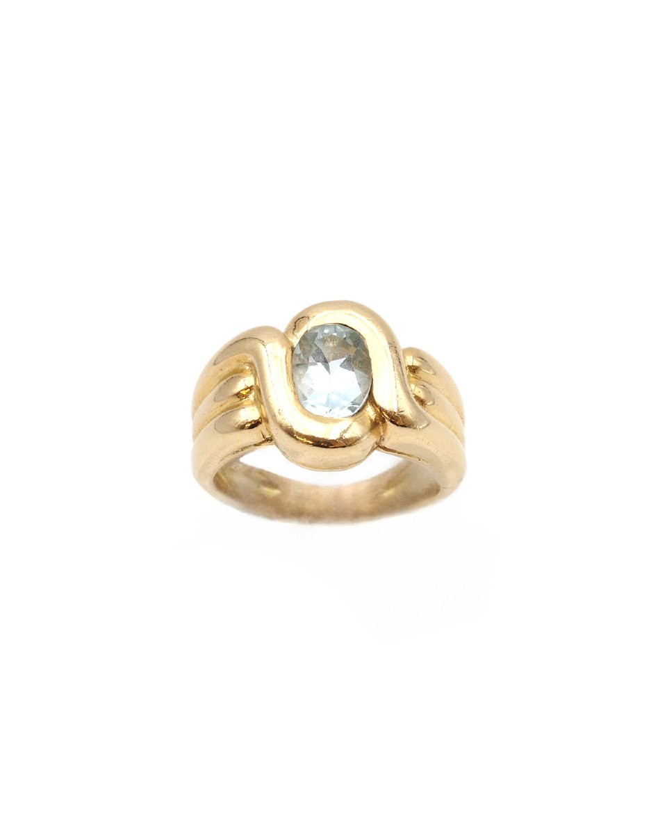 Bague bandeau Rétro topaze en or 18k, bague vintage-photo-1