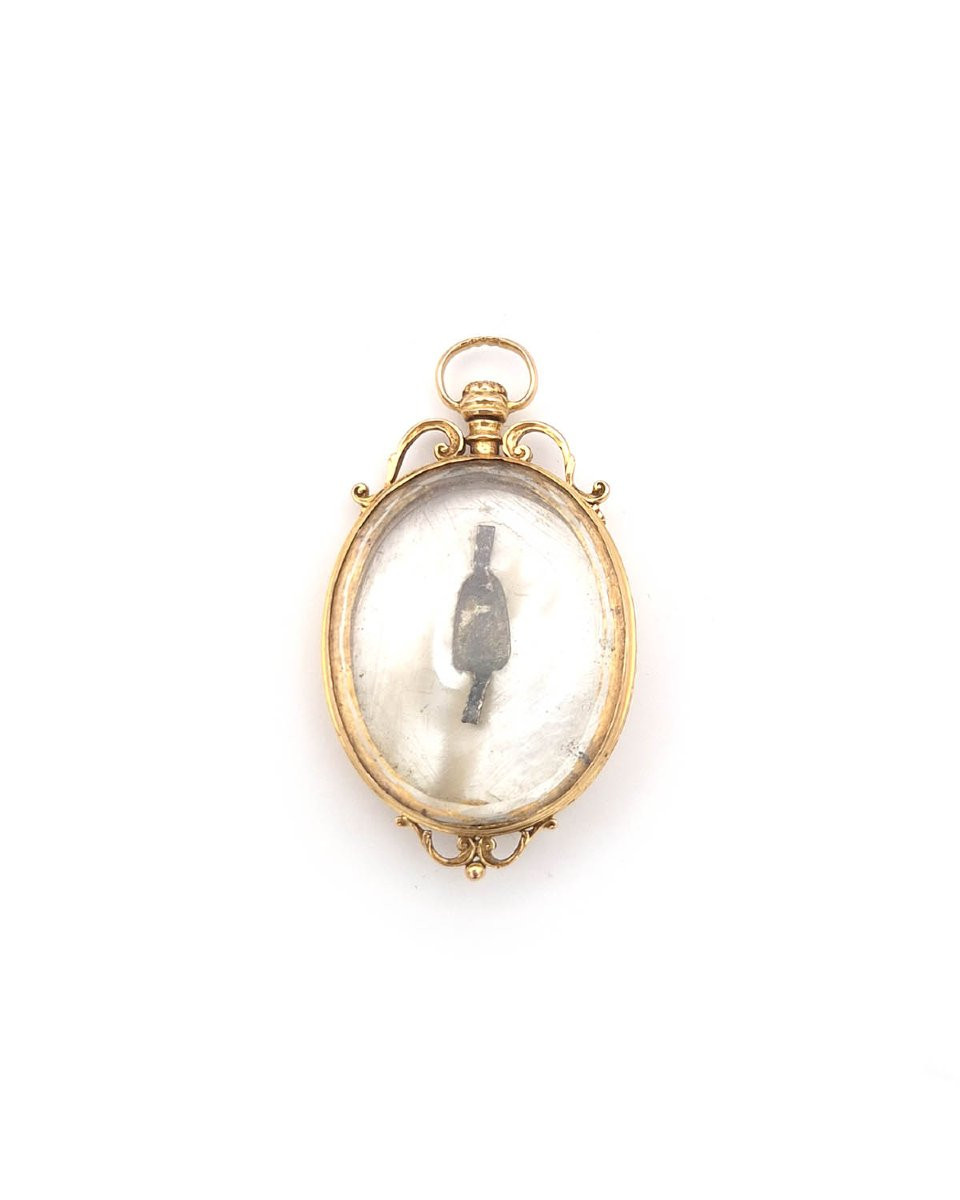 Antique Reliquary Locket Pendant In 18k Rose Gold, Religious Pendant, Secret Locket-photo-3