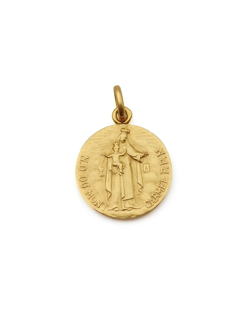 Médaille scapulaire du Mont Carmel en or 18 karats , médaille religieuse-photo-2
