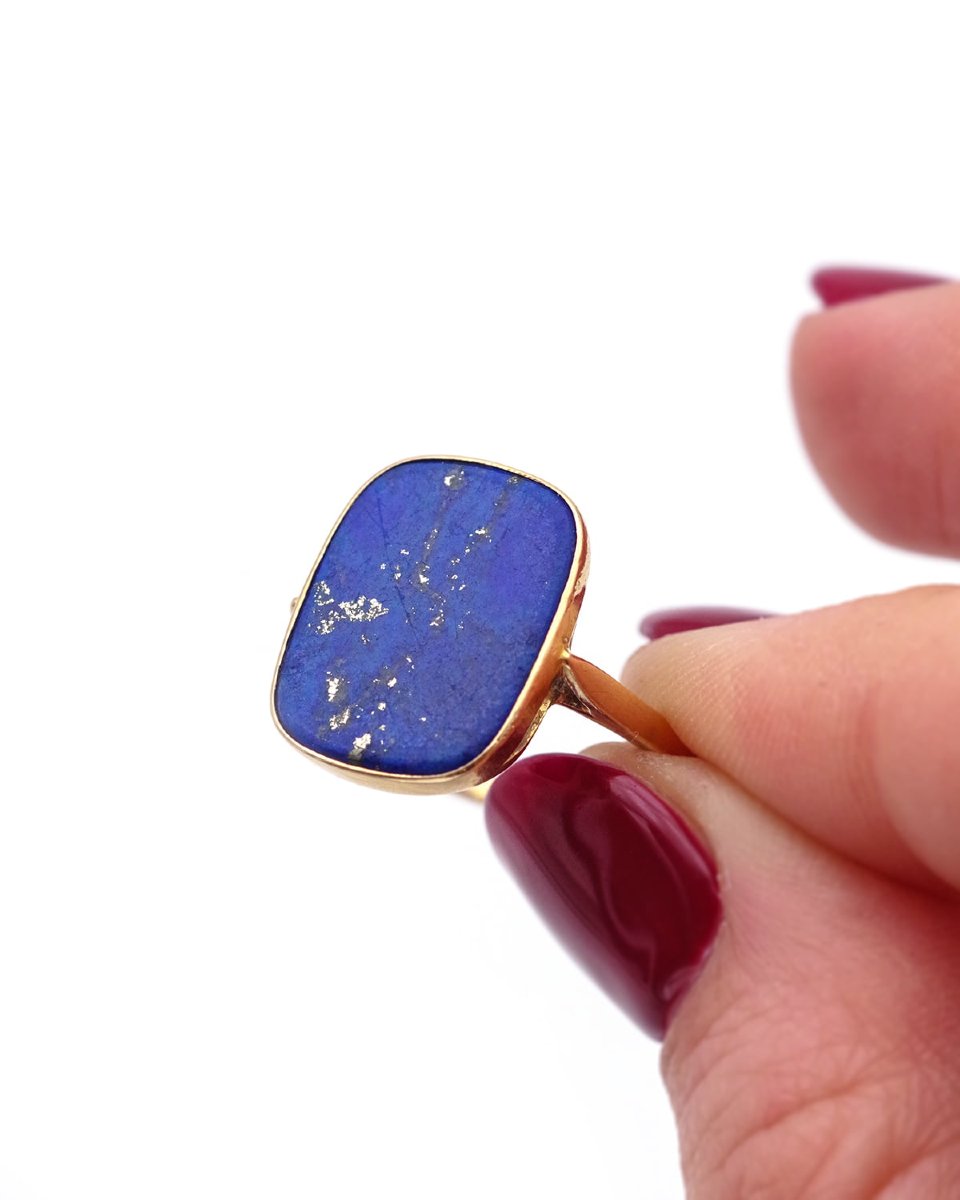 Bague lapis lazuli en or 18 karats, bague homme -photo-2