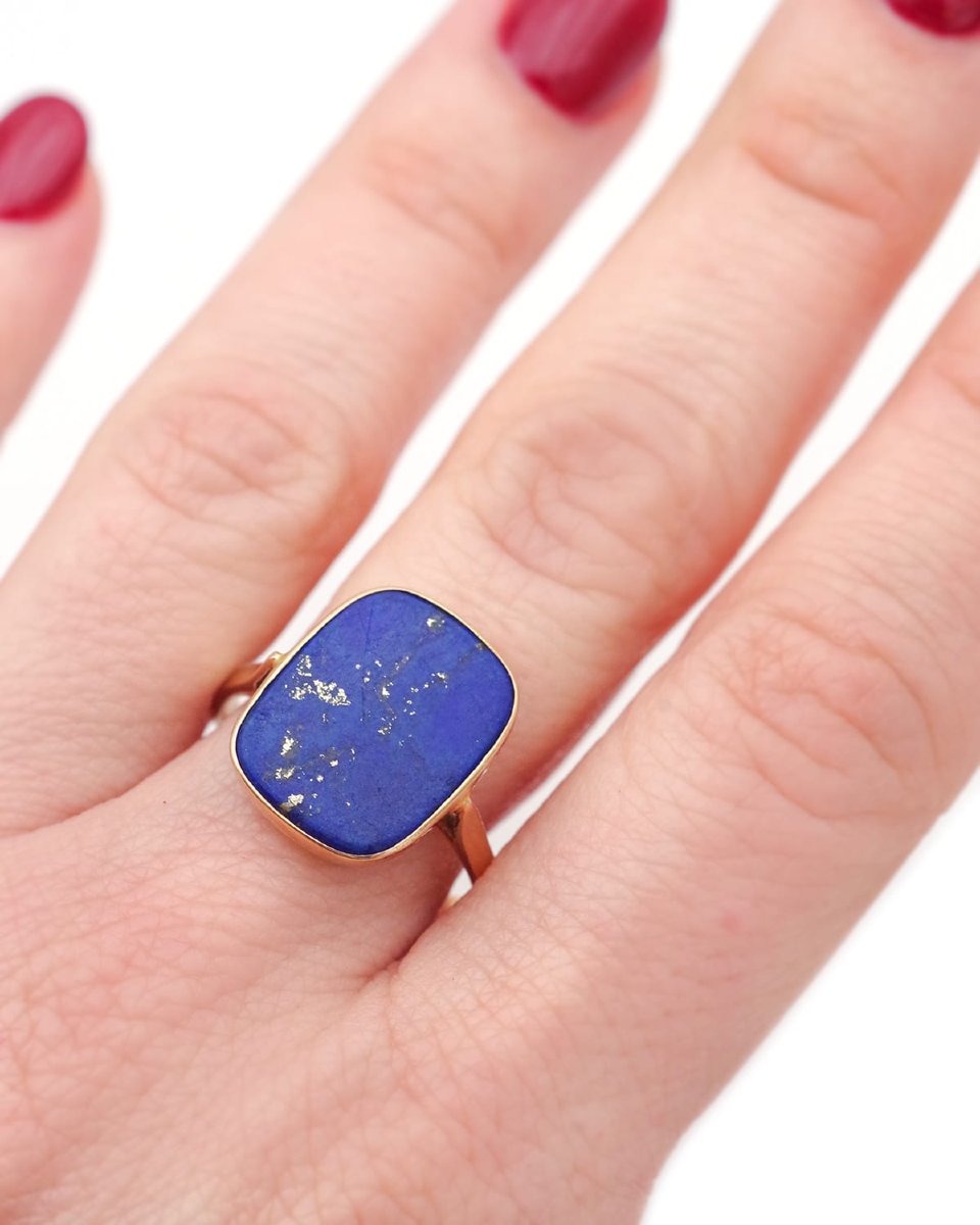 Bague lapis lazuli en or 18 karats, bague homme -photo-4