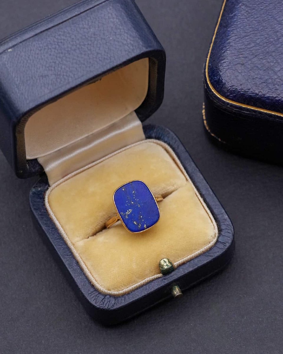 Bague lapis lazuli en or 18 karats, bague homme -photo-4