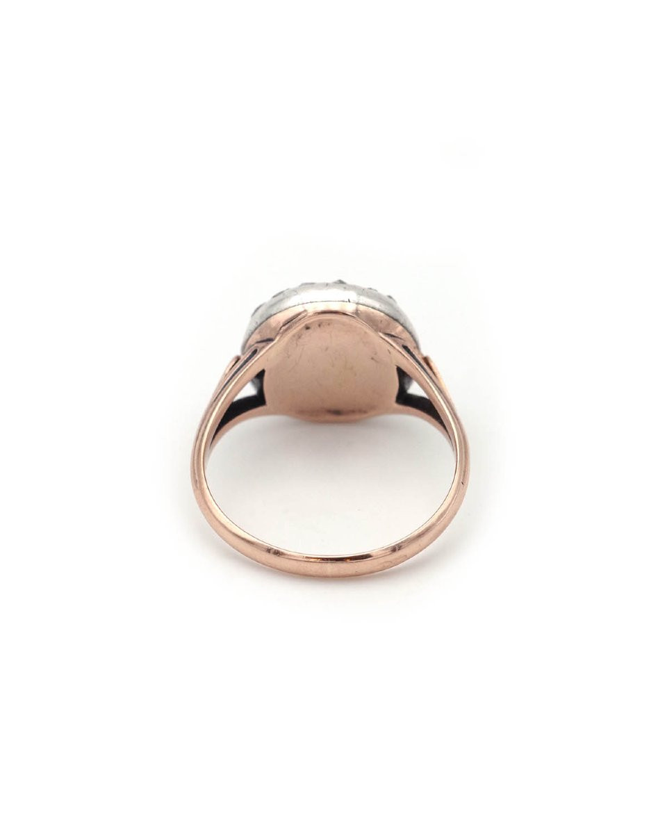 Bague ancienne cornaline diamants or 18 karats et argent -photo-2