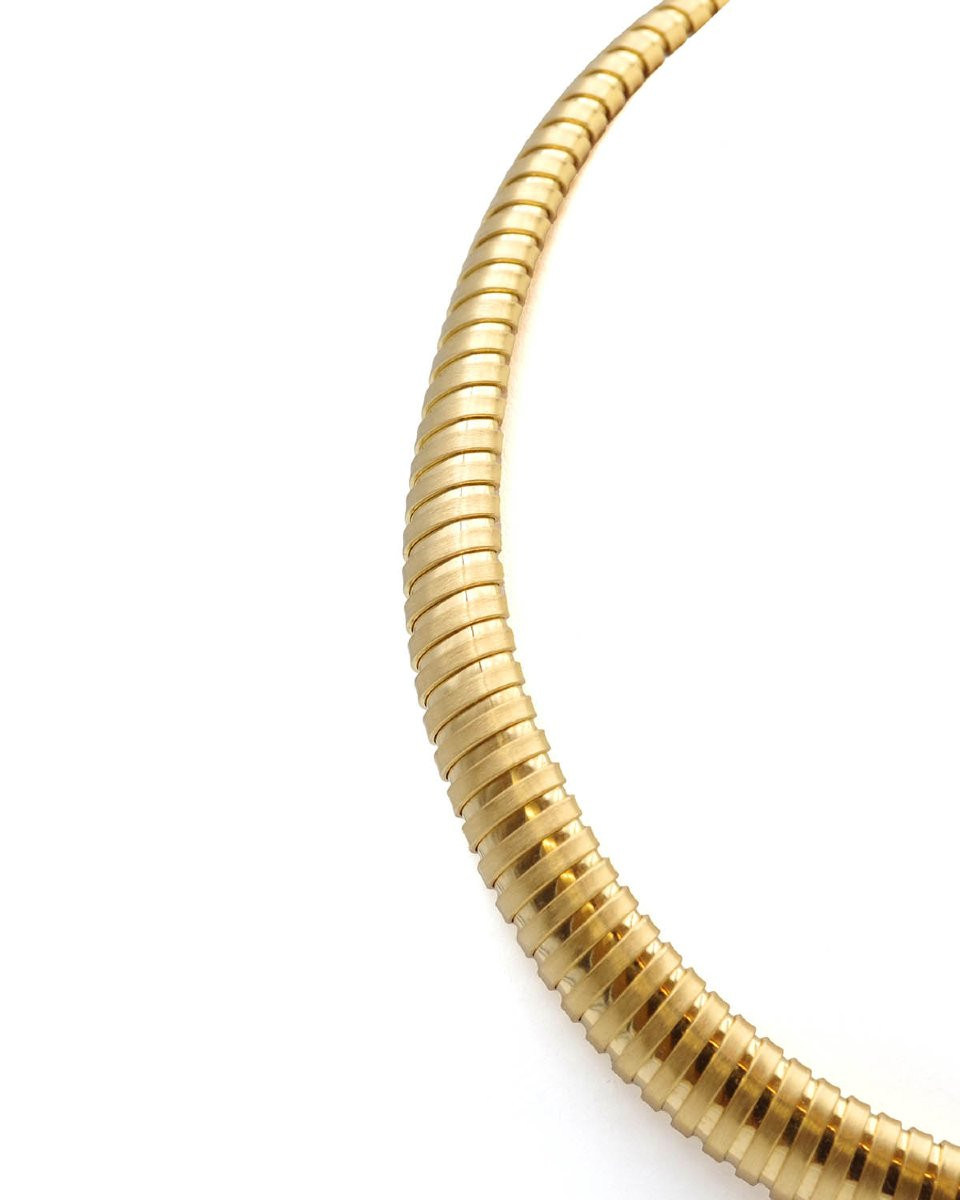 French Tubogas Flexible Vintage Necklace In 18k Gold-photo-3