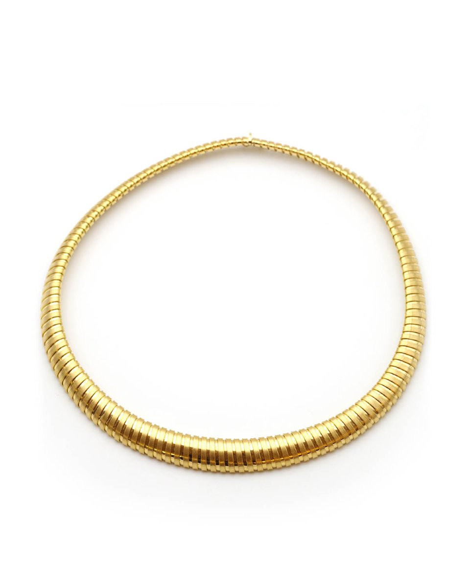 French Tubogas Flexible Vintage Necklace In 18k Gold-photo-4