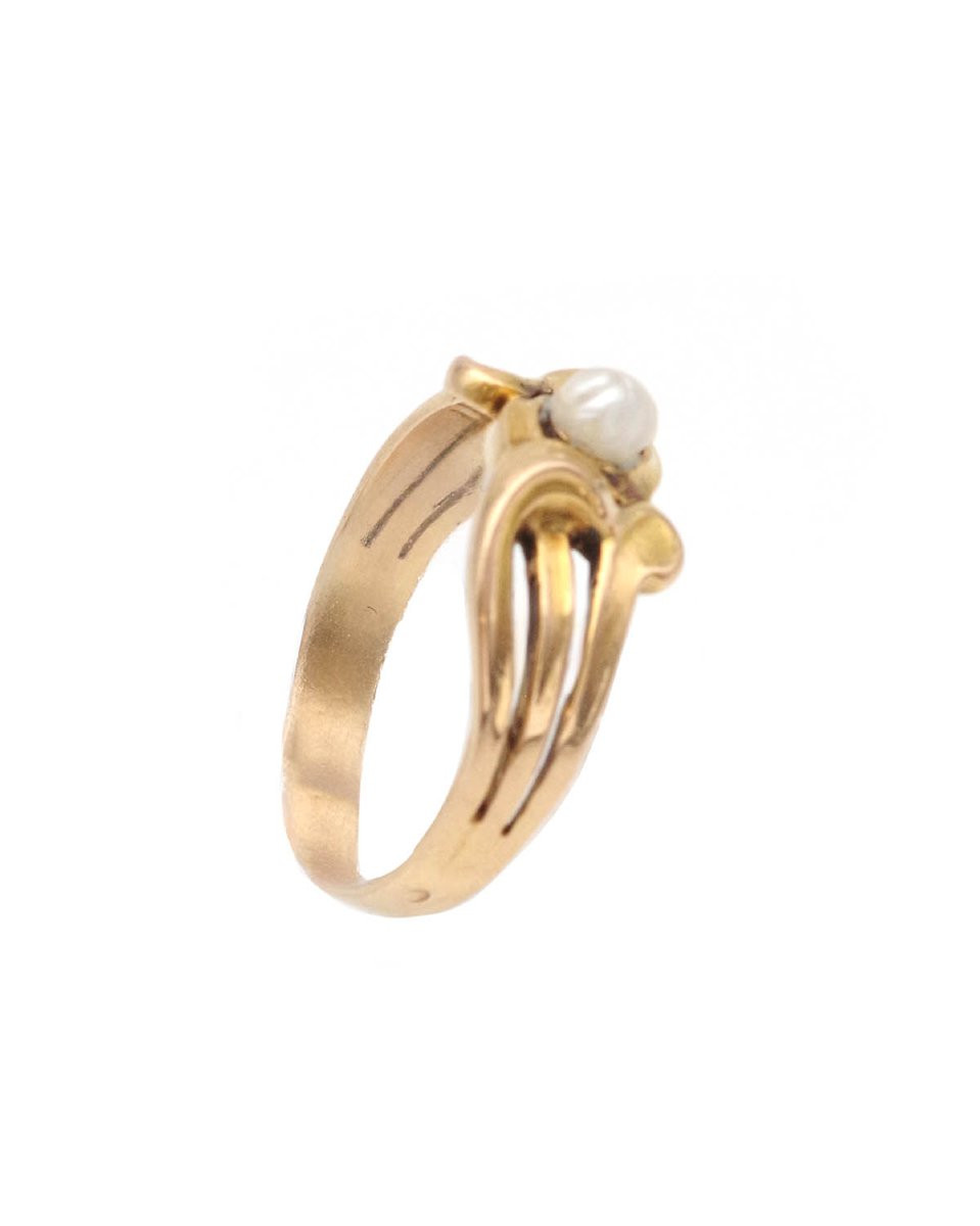 Art Nouveau Mistletoe Ring In 18 Karat Gold  -photo-2
