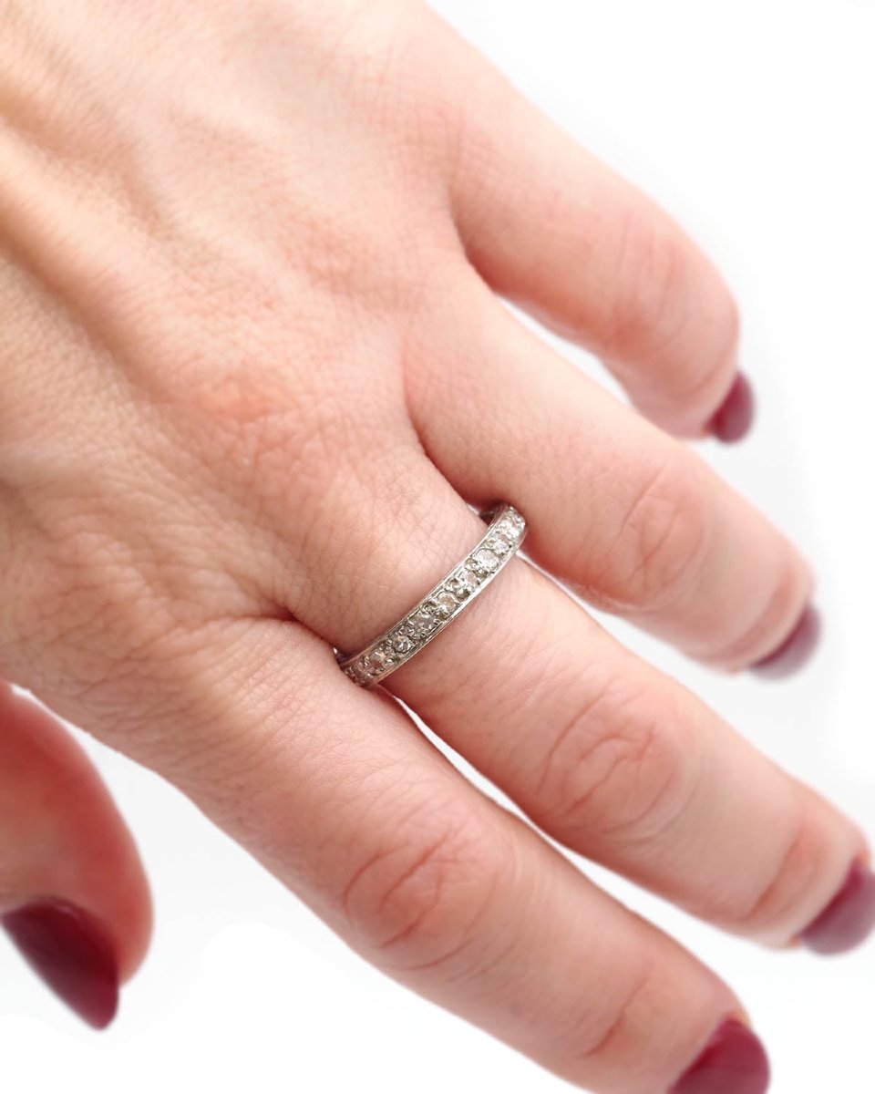 Alliance américaine Art Deco 0.92 ct en platine, bague Art Deco-photo-1