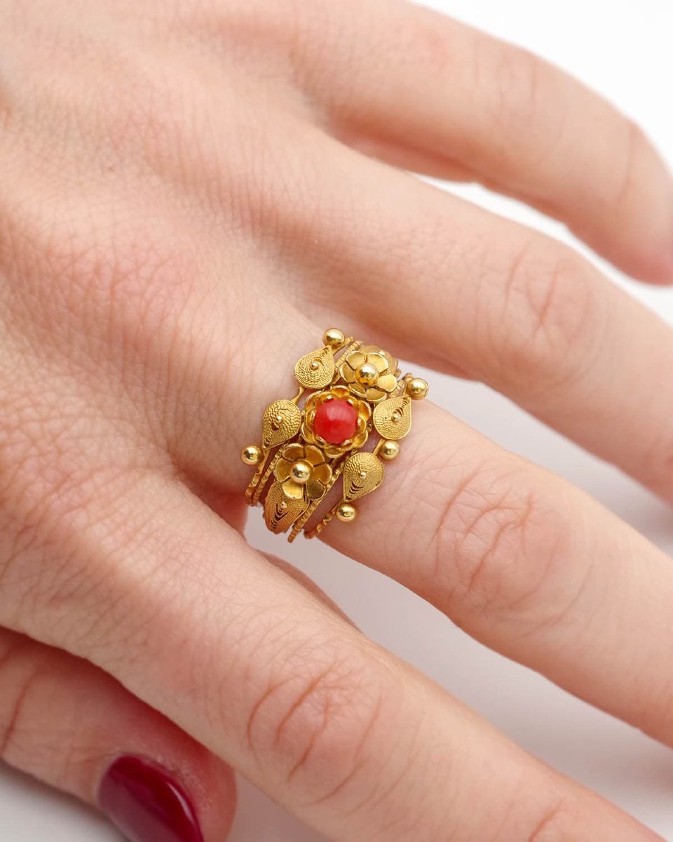 Filigree Secret Puzzle Ring In 18 Karat Gold Filigree Flower Puzzle Ring -photo-4