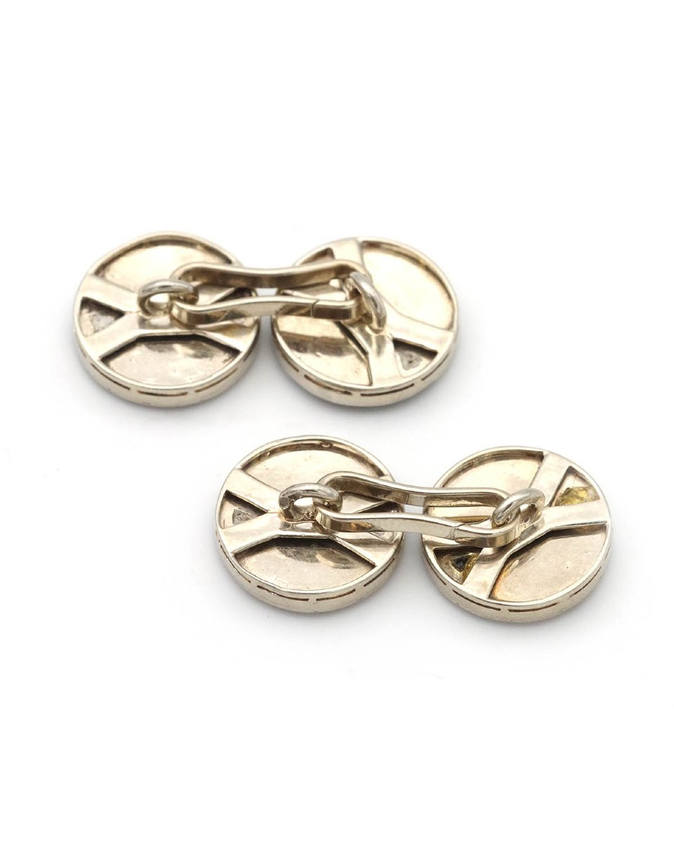 Boutons de manchette Art Deco onyx en platine et or 18 karats-photo-3