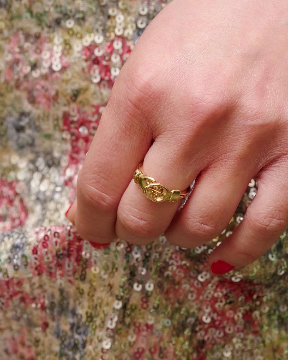 Bague Fede promesse en or 18k, bague de foi -photo-4