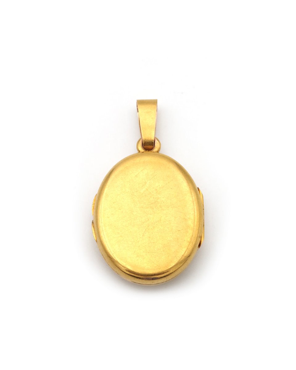 Grand médaillon lettre H en or 18 karats, pendentif cassolette -photo-4