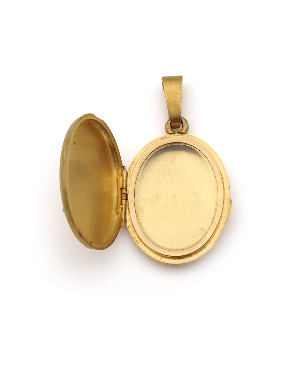 Grand médaillon lettre H en or 18 karats, pendentif cassolette -photo-4