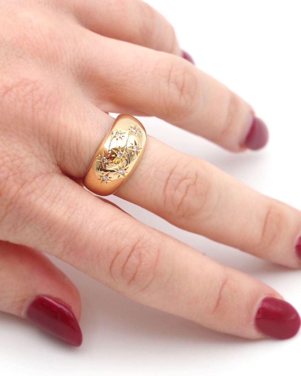 Diamond Ball Ring In 18k Gold, Ball Ring, Gypsy Ring -photo-2